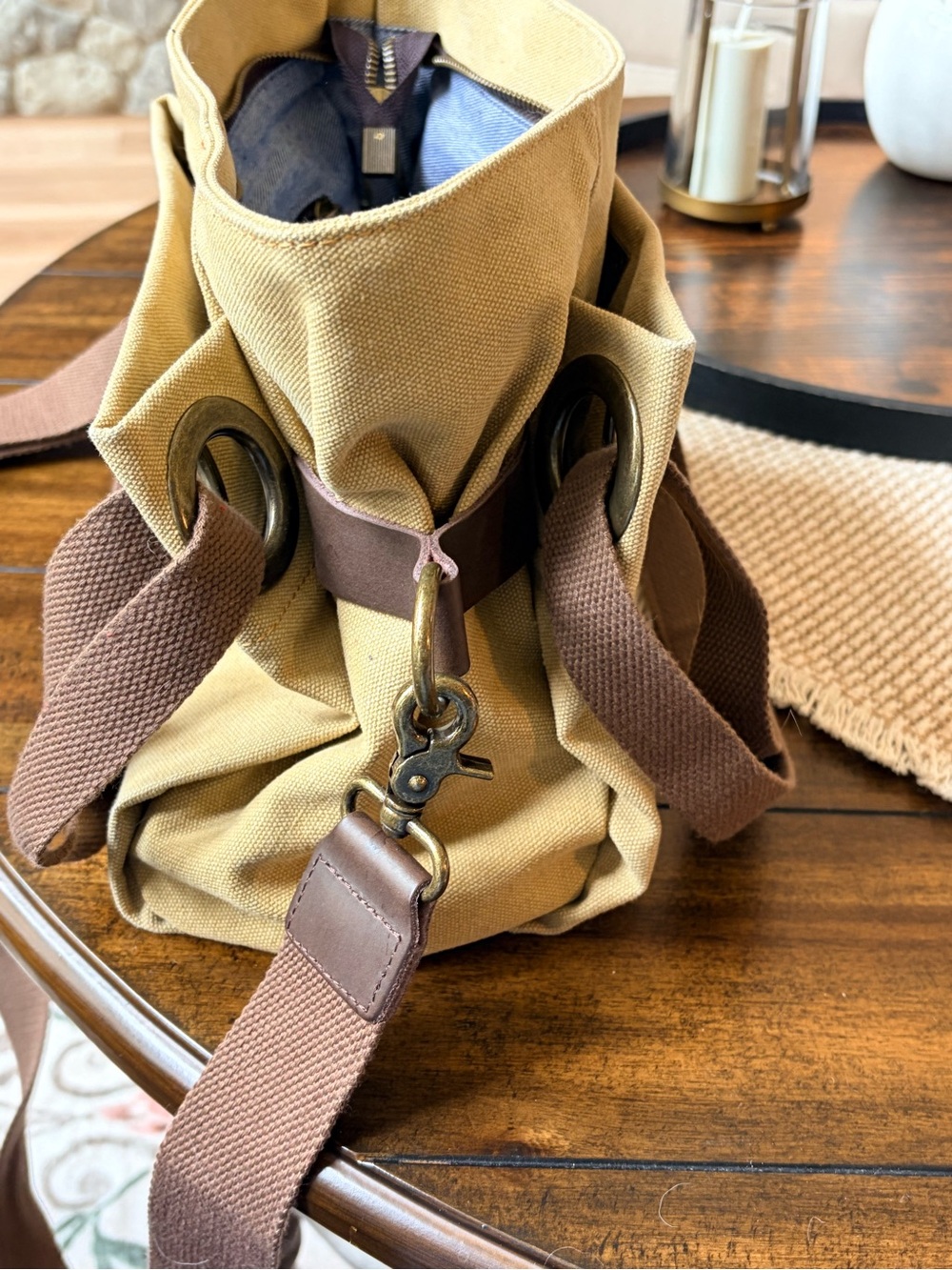 Mini Canvas Tote in Olive Green - Picture 3 of 7